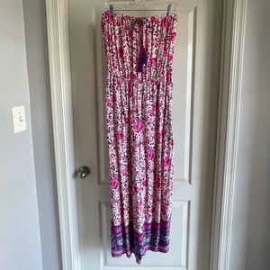 Pretty Pink & White Floral Strapless Jumper